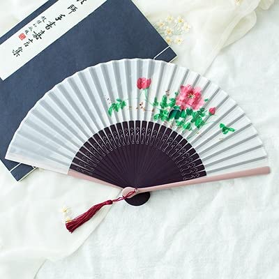 VSULZVNU Faltfächer Faltbarer Japanischer Japanischer Klassischer Blumen Faltbarer Kirschblüten Alte Handgemachte Seide Klassischer Ventilator Kompatibel mit Hanfu Fan (A4) (A4)