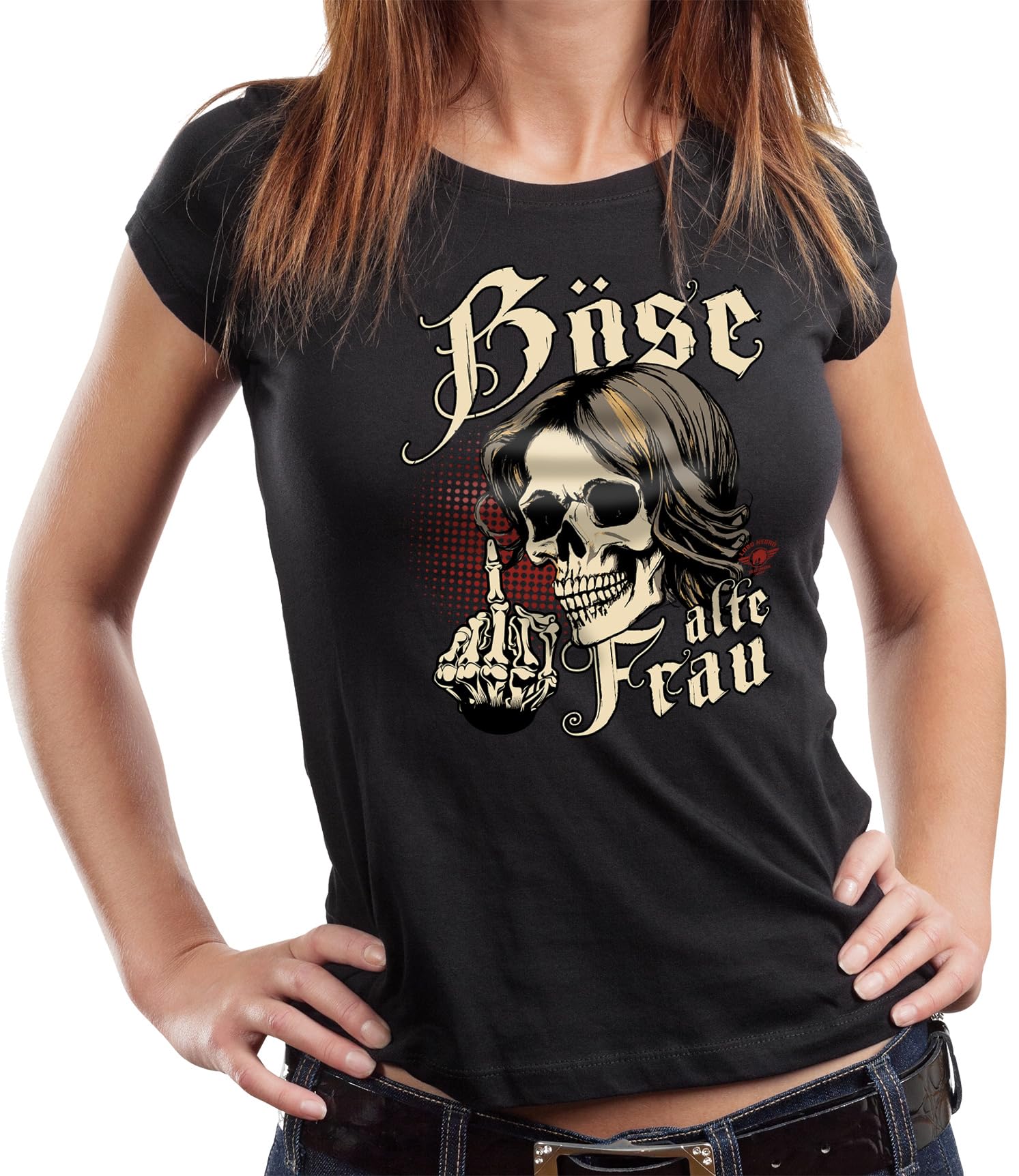 Damen Lady T-Shirt: Böse alte Frau schwarz