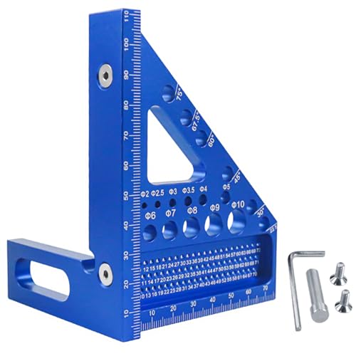 Quadratisches Lineal mit mehreren Winkeln, Aluminiumlegierung, Holzbearbeitung, 22,5–90 Grad, Winkelmesser, Präzisions-Dreiecks-Lineal