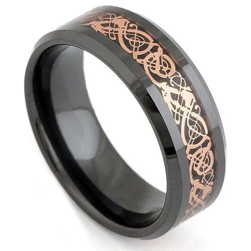 MeiLiSis Keramikringe Für Damen – 8 Mm Schwarzes Drachen-Inlay Aus Keramik, Keramikringe Für Herren, Modischer Finger-Ehering, Verlobungsschmuck, Geschenk-Accessoires, Wie Abgebildet, 10