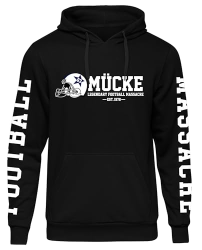 UGLYSHIRT Mücke 63 Herren Kapuzenpullover | Football Premium Hoodie Weltkulturerbe Pullover | Ärmeldruck M5 Schwarz (4XL)