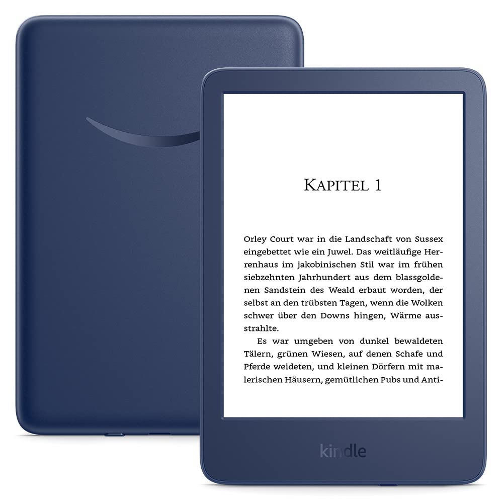 Kindle (2022) – Der bisher leichteste und kompakteste Kindle, jetzt mit hochauflösendem 6-Zoll-Display mit 300 ppi und doppelter Speicherkapazität | Mit Werbung | Blau