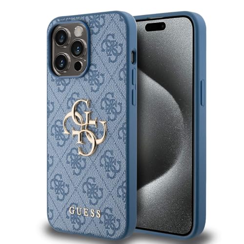 Guess Hartschale für iPhone 15 Pro Max – 4G Metal Logo – Blau