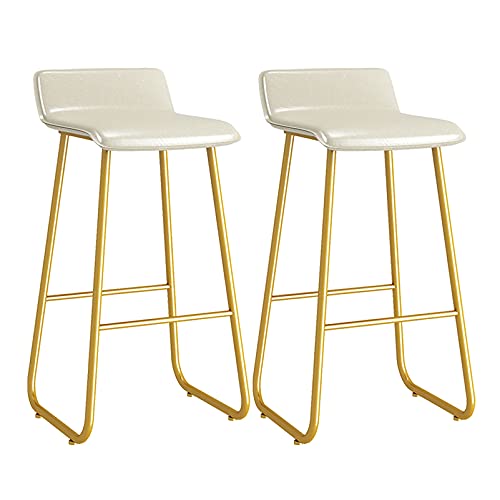 Frühstücksbarhocker, 2er-Set, Leder-Thekenhocker mit Rückenlehne und Fußstütze, moderner Barhocker, Stuhlhöhe für B, Café, Zuhause, Esszimmer, Küche, Barthekenhocker (Beige, 75,9 cm) Run forward