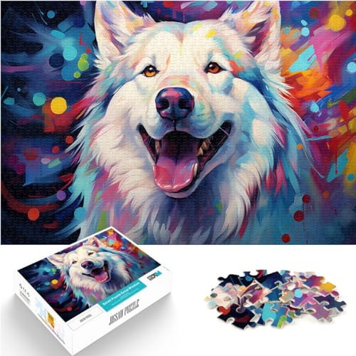 Puzzle für Puzzle Psychedelic Color Dog, 500-teiliges Puzzle für Erwachsene, Holzpuzzle, Wanddekoration, einzigartige Geburtstags, 500 Teile (38 x 52 cm)