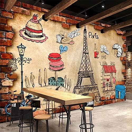 XLMING Backsteinmauer Lebensmittel Graffiti Bäckerei Dekoration 3D Tapete Home Dekoration Wohnzimmer Sofa Schlafzimmer Tv Hintergrund Wand-350cm×256cm