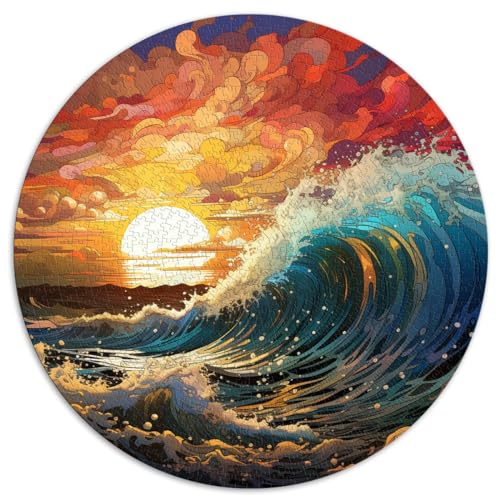 Spielgeschenk Puzzle „Große Welle, Strand, Sonnenuntergang“, 1000 extragroße Teile, 67,5 x 67,5 cm, Puzzle für Lernspiele, Herausforderungsspielzeug, tolles Geschenk