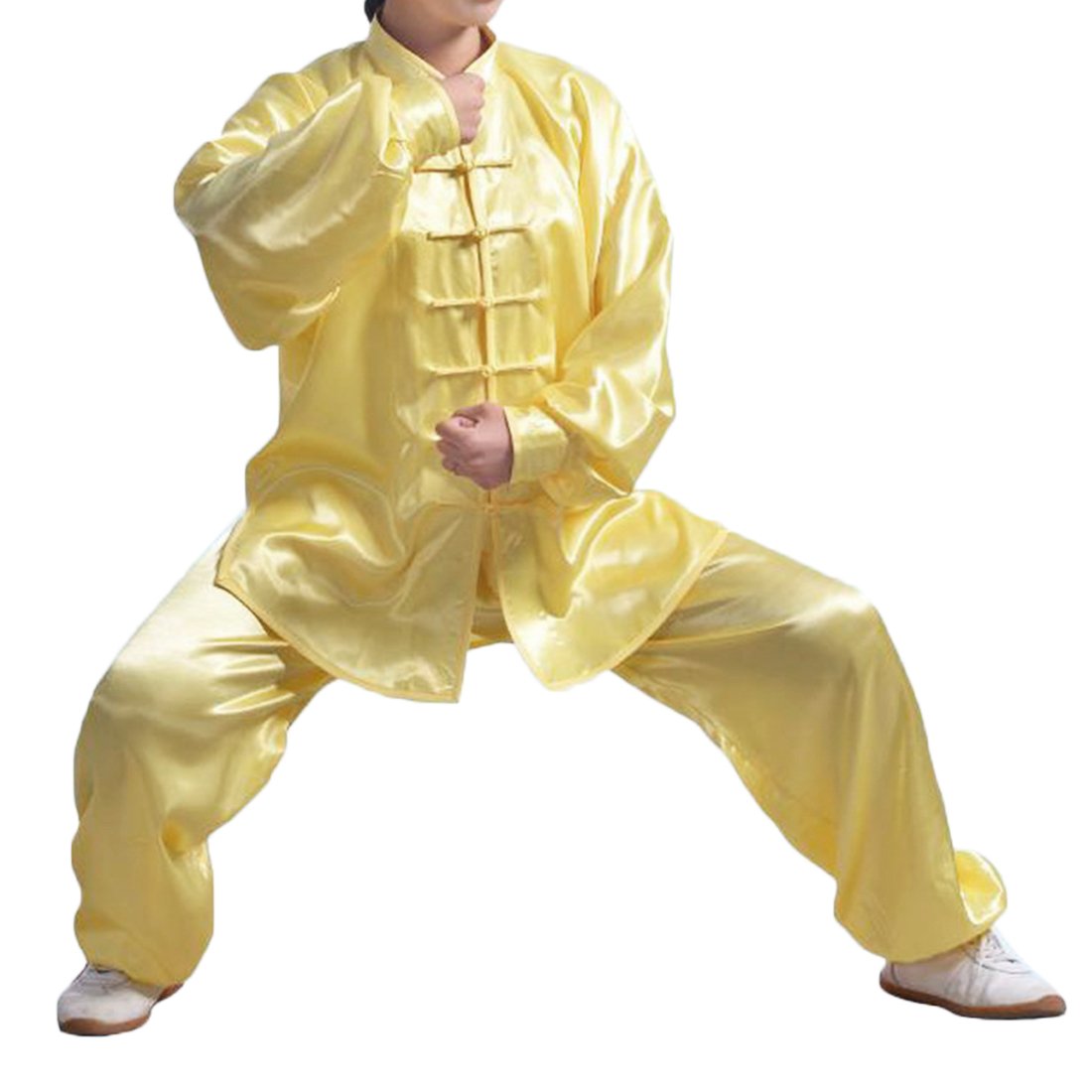 Andux Kampfsport Tai Chi Anzug Kung Fu Uniformen Unisex SS-TJF01 (Gelb,XL)