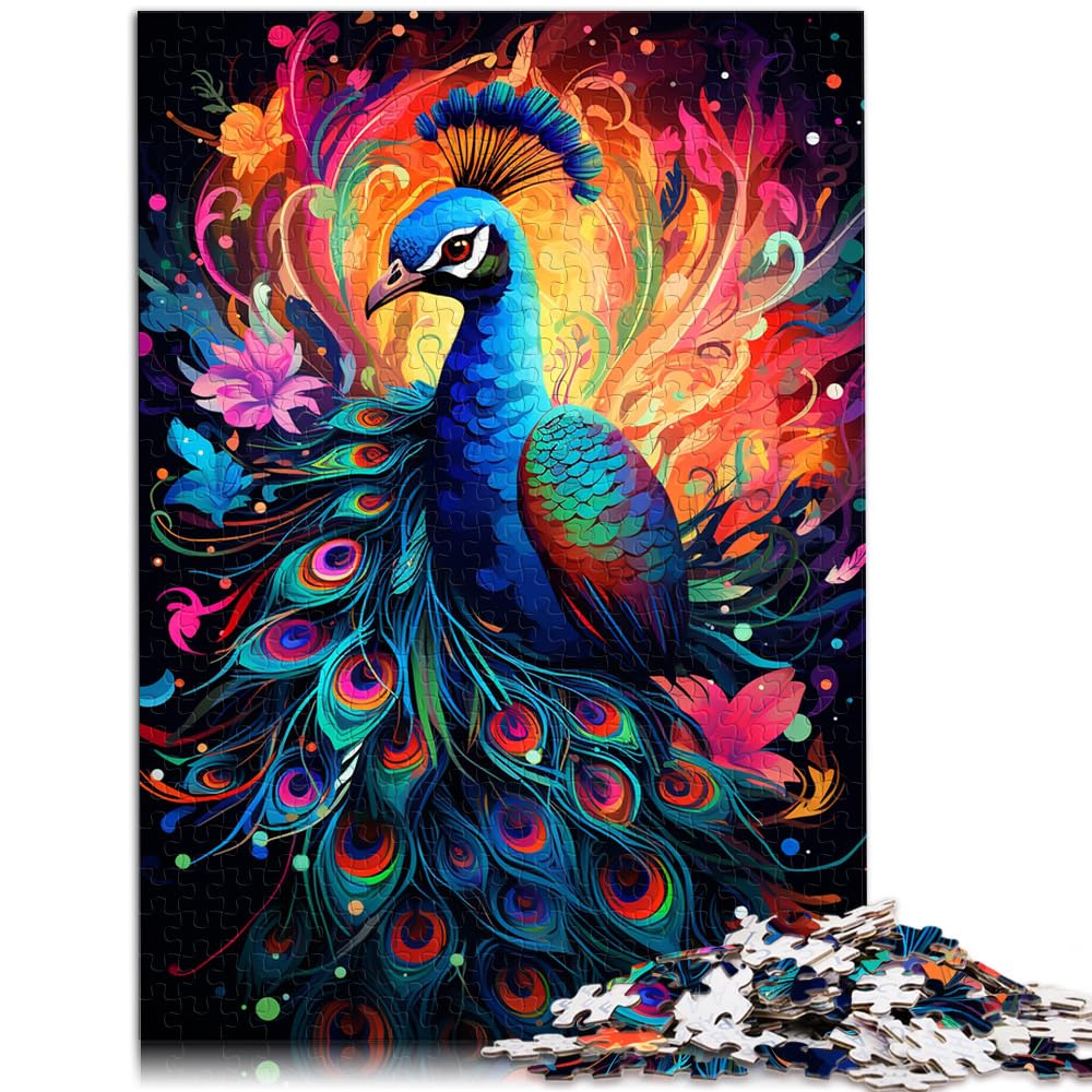 Puzzles Geschenke Spielzeug Malerei Bunte Pfauenkunst Puzzles 1000 Teile für Erwachsene Holzpuzzle Heimlernspiele DIY-Spielzeug 1000 Stück (50x75cm)