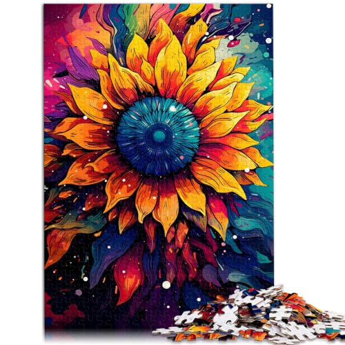 Puzzle für farbenfrohe Sonnenblumenmalerei, 1000 Teile, Puzzle-Geschenke, Holzpuzzle, Familienaktivität, Puzzle, Lernspiele, 1000 Teile (50 x 75 cm)