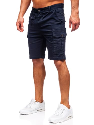 BOLF Herren Cargo Shorts Kurze Hose Cargohose Sommer Bermudas Outdoor Jogginghose Sporthose Kurzschlauch Stretch Freizeithose Camo Military Army MP0188BS Dunkelblau M [7G7]