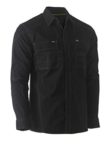 Bisley Workwear Flex & Move Arbeitsshirt 145 g/m², langärmelig, Schwarz, Größe S