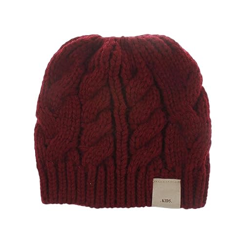 Markcur Pferdeschwanz Mütze Wintermütze Kinder Beanie Mütze Hut Wollmütze Strickmütze mit Loch für Zopf Rot