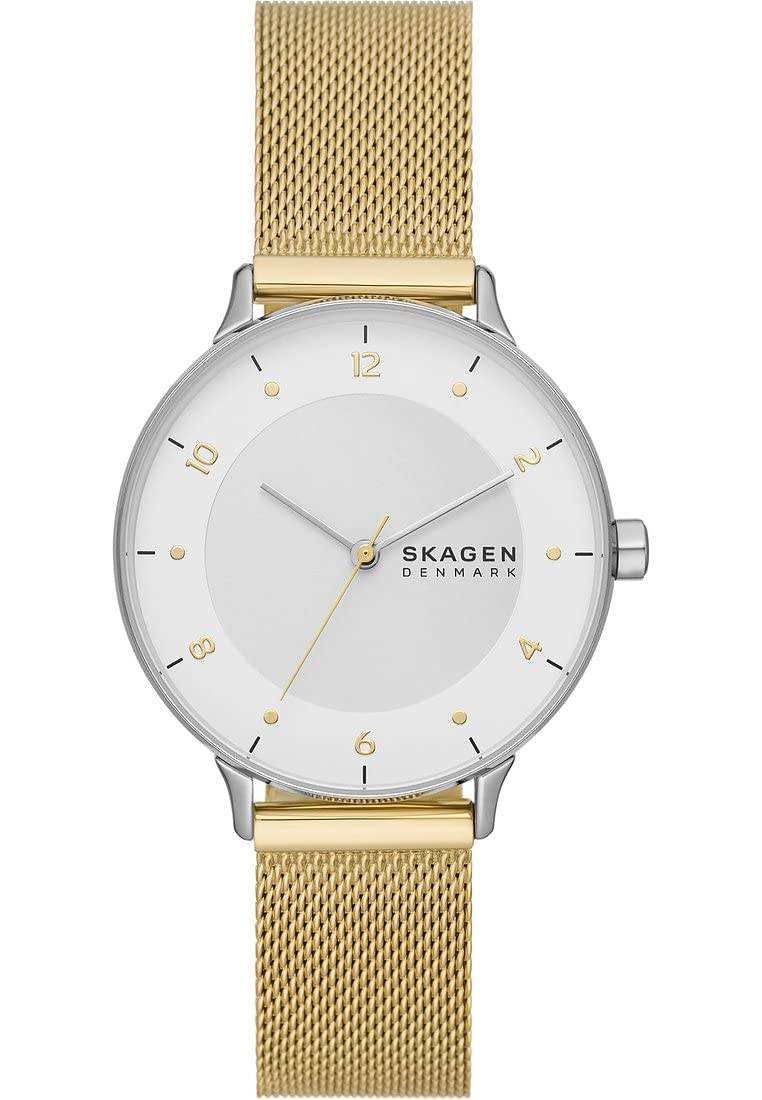 Skagen Uhr für Frauen, Riis Dreizeigeruhrwerk, Leder/Edelstahluhr Mit 36 Mm Gehäusegröße