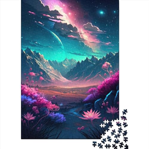 Majestätische Nacht Holzpuzzle Puzzle für Erwachsene Teenager Erwachsene 1000 Teile Puzzle Geschenke Holzpuzzle für Erwachsene Teenager 75x50cm