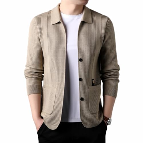 WINDEHAO Herren Revers Strickmantel Langarm Revers Langarm Strick Business Cardigans Sweater Cardigans mit Taschen für Herren