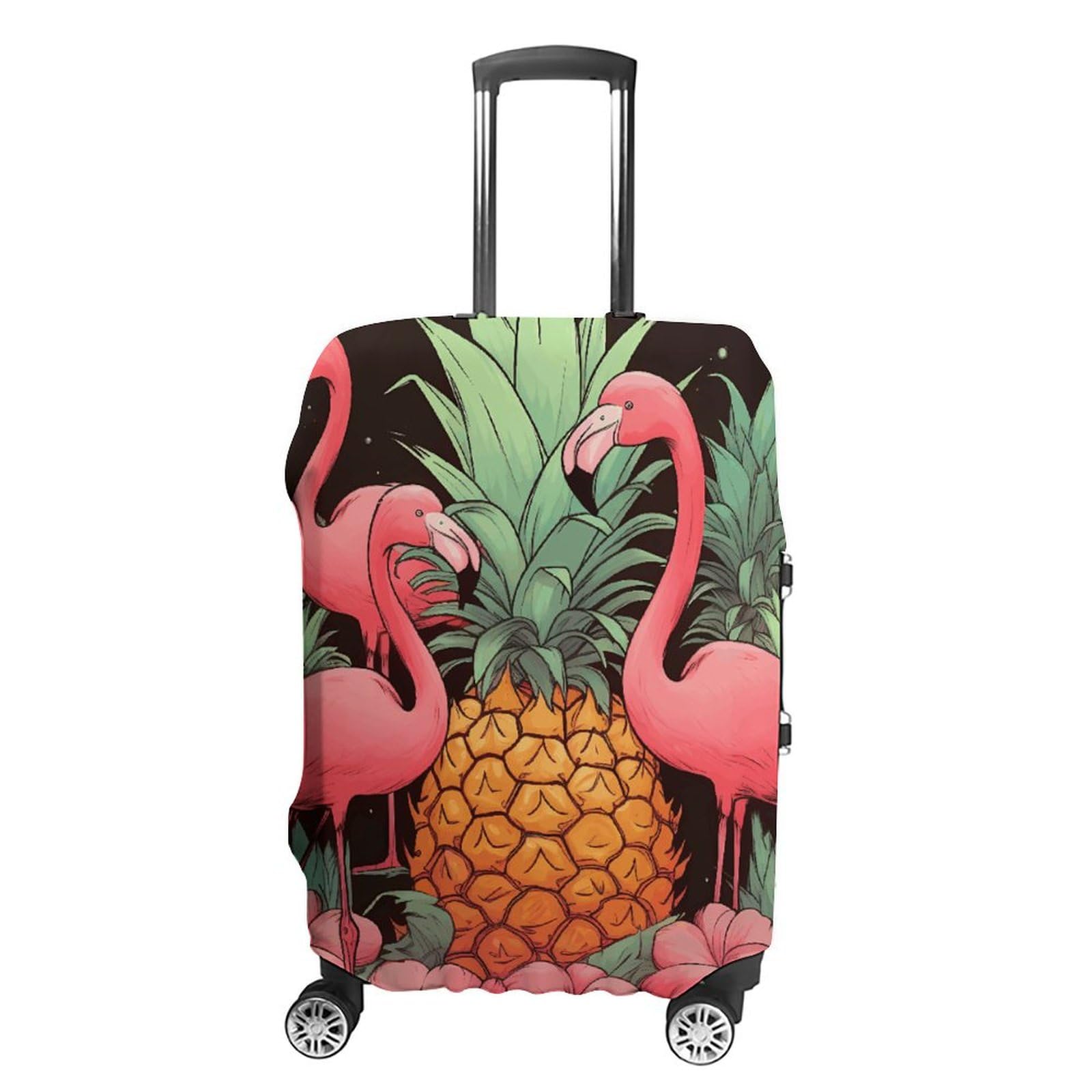 CSGJMYGS Reisegepäckabdeckung, elastisch, waschbar, modisch, kratzfest, Gepäckabdeckung, zwei Frösche, Koffer-Schutz, passend für 45,7 - 81,3 cm Gepäck, Ananas-Flamingos, XL