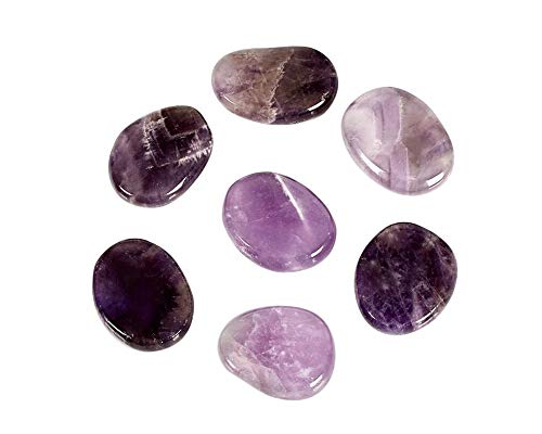 Natürlicher Kristall rau 7-teiliges Set mit natürlichen Massagesteinen for professionelles Spa oder Heim-Spa, glatte und natürliche Massagesteine (Color : Amethyst)