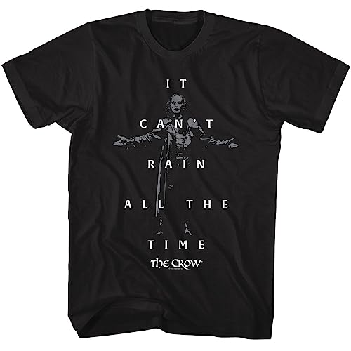 The Crow Movie T-Shirt mit Logo "It Can't Rain All The Time", kurzärmelig, Vintage-Stil, Schwarz, Schwarz, L