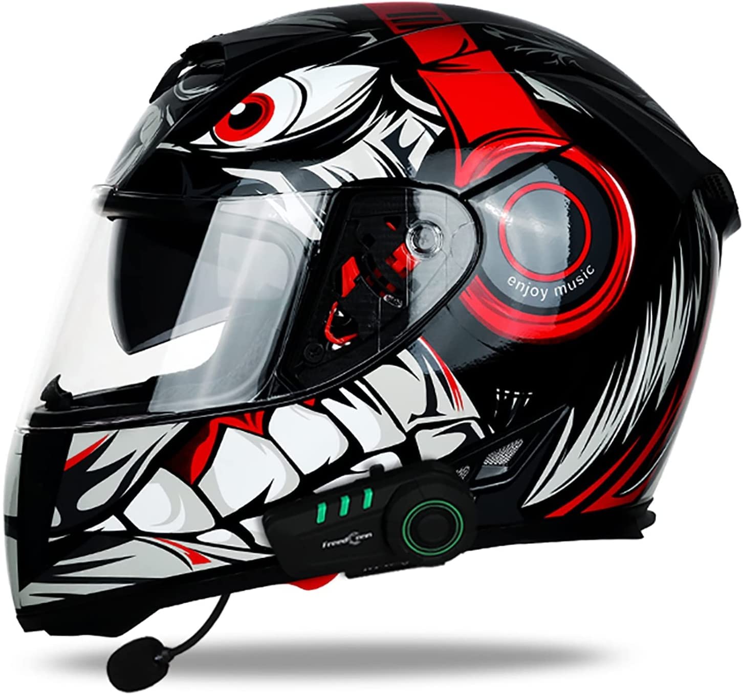 Integralhelme Motorrad Bluetooth Motorradhelm Klapphelm Integralhelme mit Doppelvisier MotorradHelm Rollerhelm für Damen und Herren,DOT/ECE Zertifiziert,Automatische Antwortfunktion