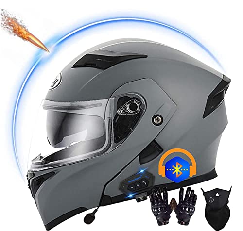 Motorradhelm,Klapphelm Bluetooth Motorrad Helm,Modularer Motorrad Helm Eingebautes Bluetooth-Headset,ECE Genehmigt Integralhelm Motorradhelm Mit Doppelter Sonnenblende