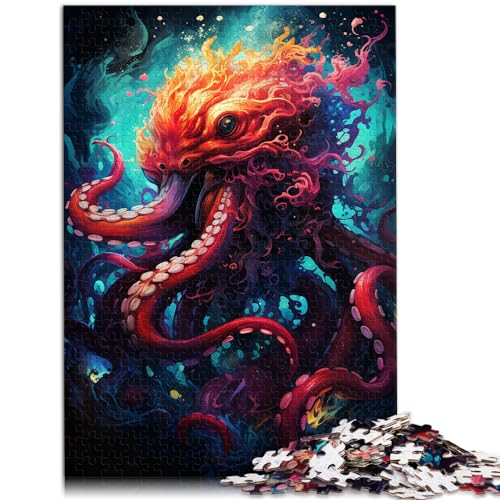 Puzzles, Geschenke, Spielzeug, farbenfrohes psychedelisches Monster-Oktopus-Puzzle 1000 Teile für Erwachsene, Holzpuzzle als Geschenk für die ganze Familie, 1000 Teile (50 x 75 cm)