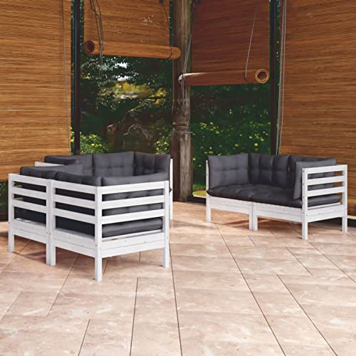 Juroupi 6-tlg. Garten-Lounge-Set mit Kissen Balkon MöBel Set Lounge MöBel Outdoor Garten LoungemöBel Set Massivholz Kiefer - 3096245