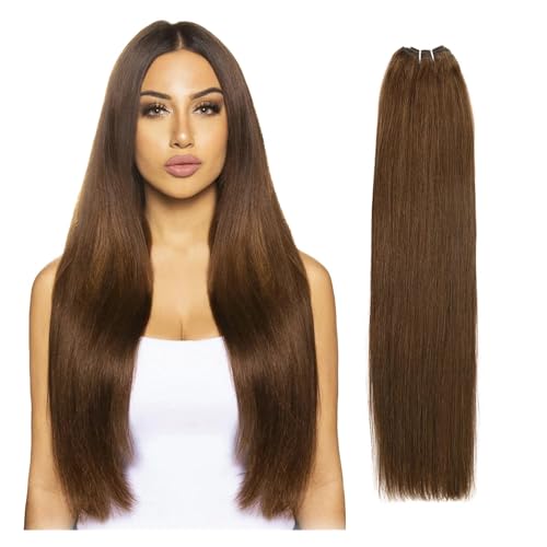 Human Hair Bundles Brasilianische glatte Haarwebart-Bündel, 35,6–71,1 cm, Höhenverhältnis, Remy-Haarverlängerungen, 100 g/Stück human hair weave (Size : 1Pcs/Lot, Color : #4_17INCHES)