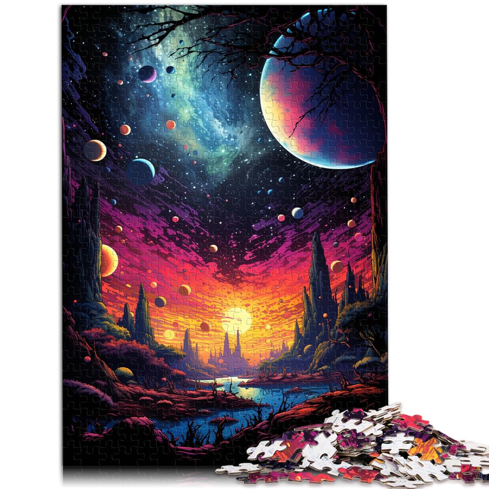 Puzzle, farbenfrohes psychedelisches Universum, Puzzle für Erwachsene, 1000 Teile, Holzpuzzle mit passendem Poster und Wissensblatt, 1000 Teile (50 x 75 cm)