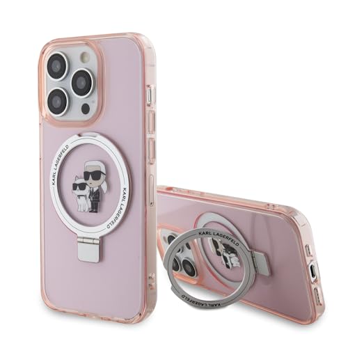 CG MOBILE Karl Lagerfeld Magfit Ringstand Hülle für iPhone 15 Pro Max (Pink)