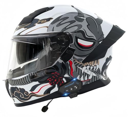 Modularer Bluetooth-Motorradhelm, ECE-Geprüft, Hochklappbarer Motorradhelm Für Erwachsene Mit Doppelvisier Für Antikollisions-Rollerhelm, Helm Für Männer Und Frauen C,XXL63-64CM