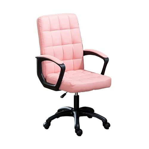 FUHAI-666 Bürostühle Drehbarer, weicher Schreibtischstuhl aus PU-Leder mit gepolstertem Sitz und Armlehnen, gepolsterter Bürostuhl mit höhenverstellbarer mittlerer Rückenlehne Schreibtischstuhl(Pink)