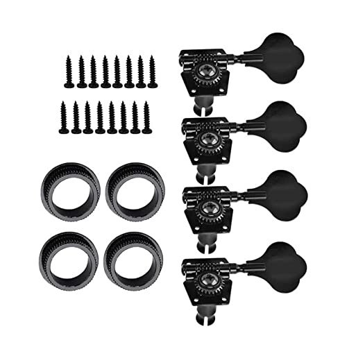 ALFAAL 4-String Offene Getriebe Bass Tuner Tuning Pegs Keys Maschinenköpfe Für Bassgitarre (Color : 4R Black)