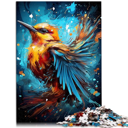 Spielgeschenk-Puzzle, exotischer bunter Blauvogel und Blumen, 1000-teiliges Puzzle für Erwachsene, Holzpuzzle, Familienpuzzlespiel, Geburtstagsgeschenke, 1000 Teile (50 x 75 cm)