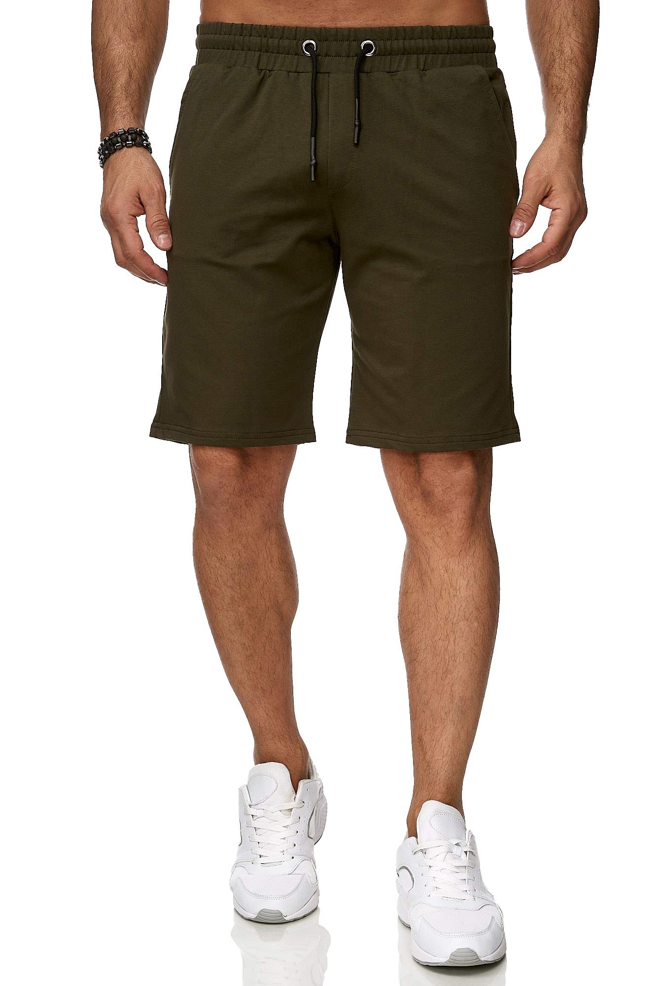 Reslad Sweat-Shorts Herren Basic Sport Freizeit Kurze Sweat-Hose RS-5061 Khaki L