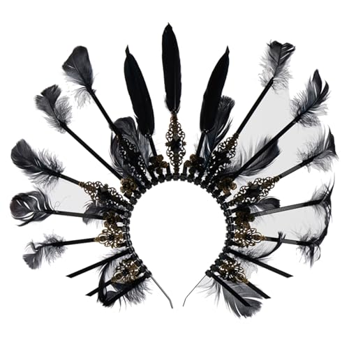 LEJIAJU Fascinator für Damen, Feder-Spikes, Heilige Krone, Haarreif, gruselig, Weihnachten, Karneval, Haarband, Halloween, Party, Kostüm, Haarband für Teenager