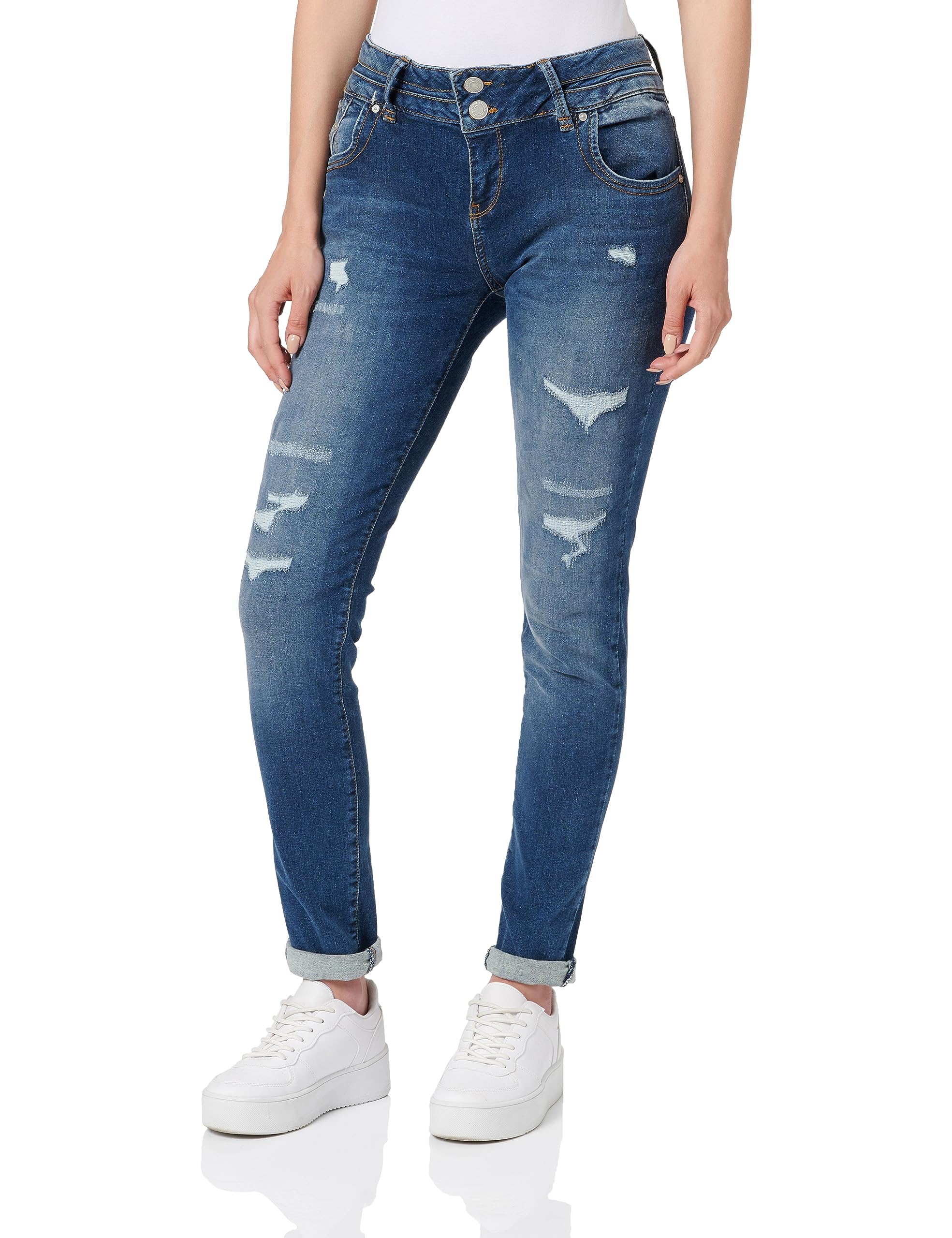 LTB Jeans Damen Jeans Julita X - Jeans Damen Skinny aus Baumwollmischung Skinny Denim Dunkel mit Reißverschluss Niedrige Taille - Blau