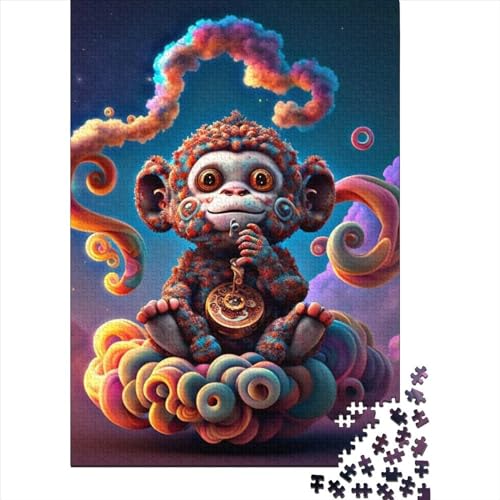 Smokey Monkey Holzpuzzle für Erwachsene und Jugendliche von Adult Jigsaw Puzzles 1000 Teile Spielspielzeug für Erwachsene Familienpuzzle Geschenk (Size : 75x50cm)