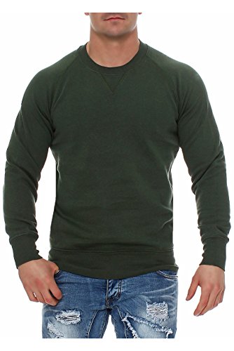 Happy Clothing Herren Pullover Sweatshirt Langarm Pulli ohne Kapuze S M L XL 2XL 3XL, Größe:XL, Farbe:Grün