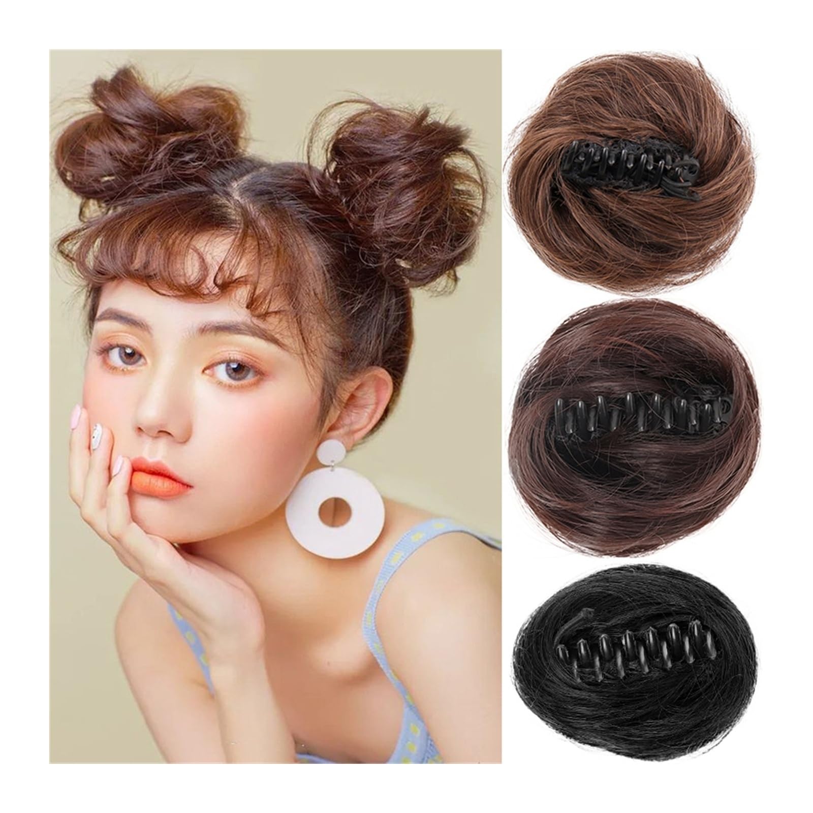 Haarteil Haargummi Klaue Clip-in-Haarknoten Chignon Synthetische Messy Bun Haarteilverlängerungen Haarschmuck Hochsteckfrisuren Haarteile Pferdeschwanzverlängerungen for Frauen Mädchen Haarknoten (Co