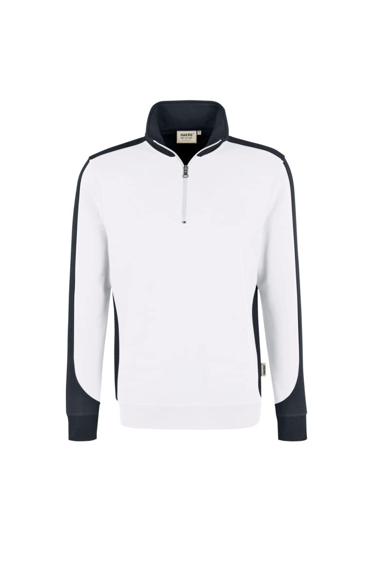 HAKRO Zip Sweatshirt Contrast Performance, HK476-weiß, XL