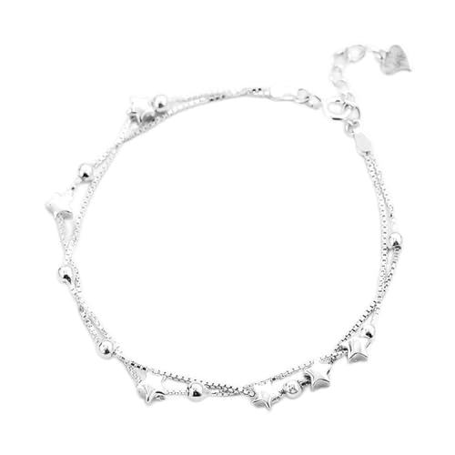 YIHANSS Verstellbarer Armreif aus Sterlingsilber, Damen-Armband aus Sterlingsilber, verstellbare Doppelkette, Sterne-Armreif, exquisites Damenarmband, modisches Sterlingsilber