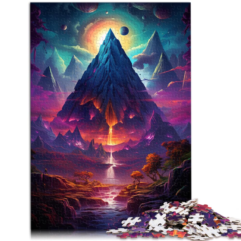 Puzzle für farbenfrohe psychedelische Fantasiepyramide, 1000 extragroße Teile, Holzpuzzle, Spielzeug, Wanddekoration, 1000 Teile (50 x 75 cm)