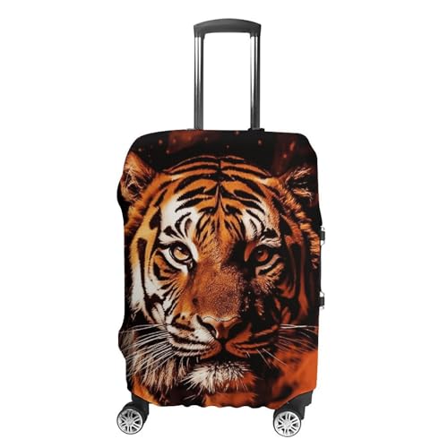 CSGJMYGS Reisegepäckabdeckung, elastisch, waschbar, modisch, kratzfest, Motiv: Tiger im Feuerkoffer, passend für 45,7 - 81,3 cm (18 - 32 Zoll) Gepäck, Style-4, XL