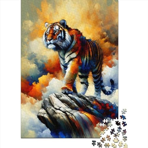 Tiger-Holzpuzzle für Erwachsene und Jugendliche von Difficult Challenging Puzzles, 1000 Teile, pädagogisches Stressabbau-Spielzeugpuzzle, 29,53 x 19,69 Zoll