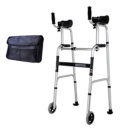 Klappbarer Rollator für ältere Menschen, abnehmbare Armlehne, höhenverstellbar, leicht, Rollator, Gehgestell, Mobilitätshilfe, Transportstuhl, mit 2 Rädern und Tragetasche