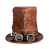 Ranuw Steampunk Männer Mit Brille Punk Zylinder Steampunk BowlerTop Maskerade Halloween Zylinder GothHat Zylinder