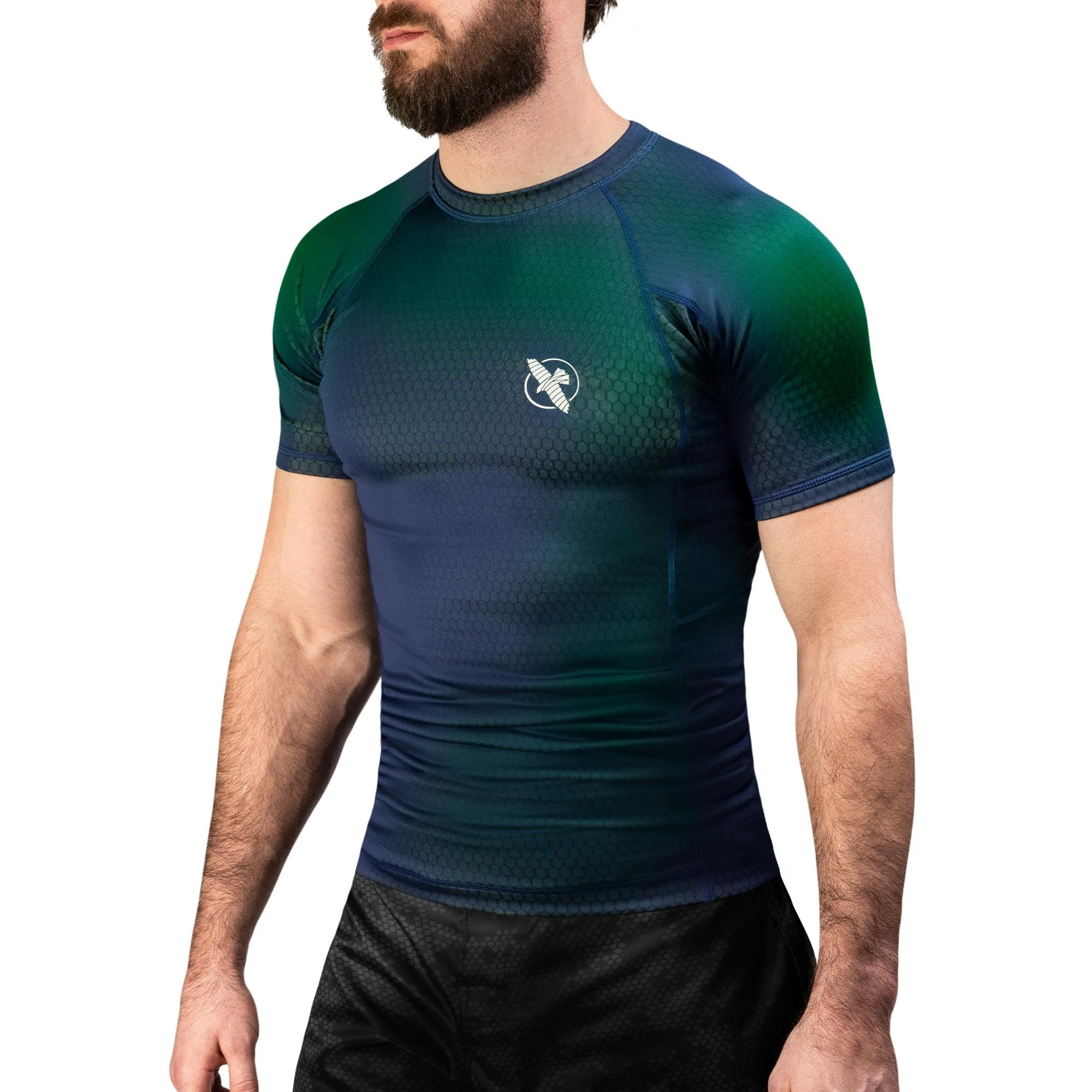 Hayabusa Fusion Short Sleeve Rashguard - Blauw/Groen