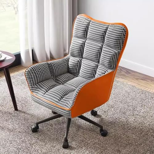 Schaukelstuhl, Sessel, Sofastuhl, Computer-Bürostühle, 360°-Drehstuhl mit Rollen, moderner Stoffsessel, Heimarbeitsstuhl, Schwammkissen, Lazy Chair mit hoher Rückenlehne, Orange