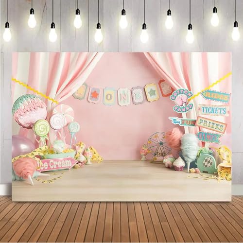 EIS Geburtstag Hintergrund Erster Geburtstag Kuchen Smash geborenes Kind Hintergrund für Fotostudio Süße Süßigkeiten Preise Rosa Curtrain 210X150cm